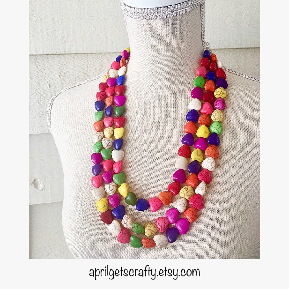 New Handcrafted Rainbow Heart Necklace